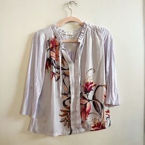 Anthropologie purple‎ tie front blouse XS